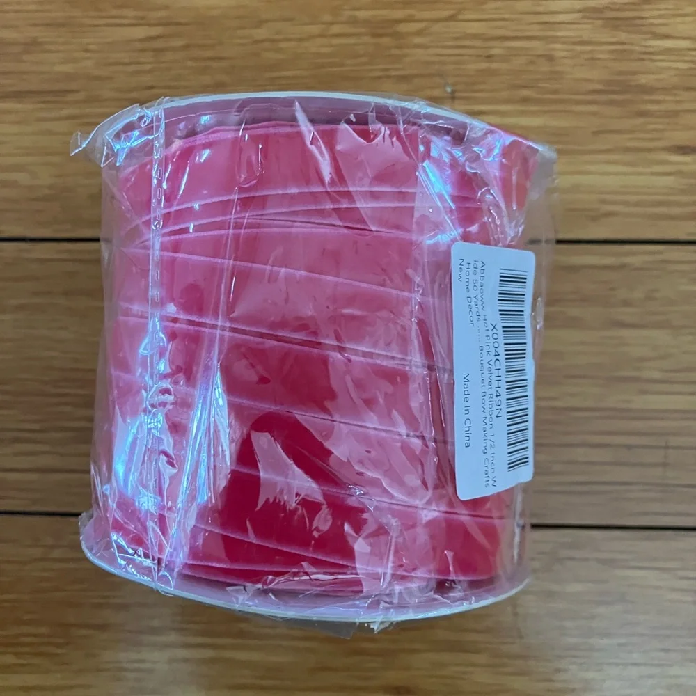 Abbaoww Hot Pink Velvet Ribbon 1/2 Inch Wide 50 Yards for Gift Wrapping & Crafts